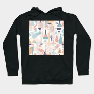 Abstract minimalism pattern featuring stylized objects and geometric shapes in soothing pastel colors Hoodie